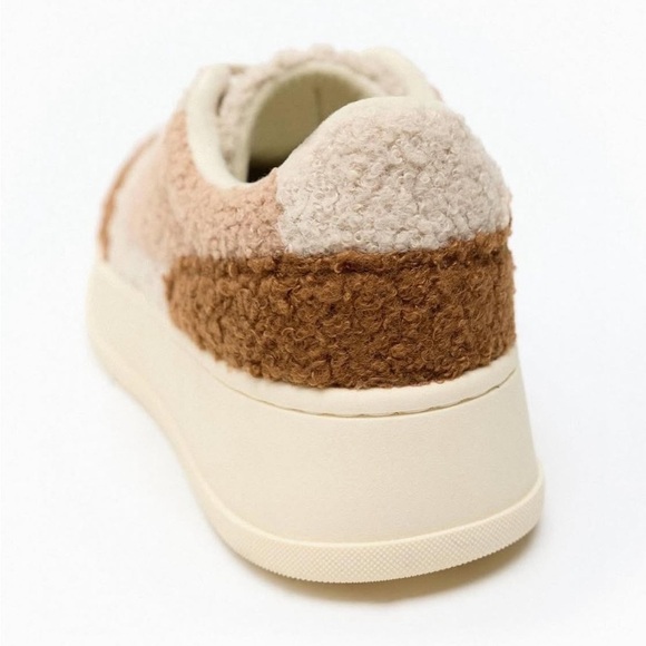 Zara Shearling Trainers Teddy Sneakers in Mixed Brown Size 37 - Picture 4 of 12